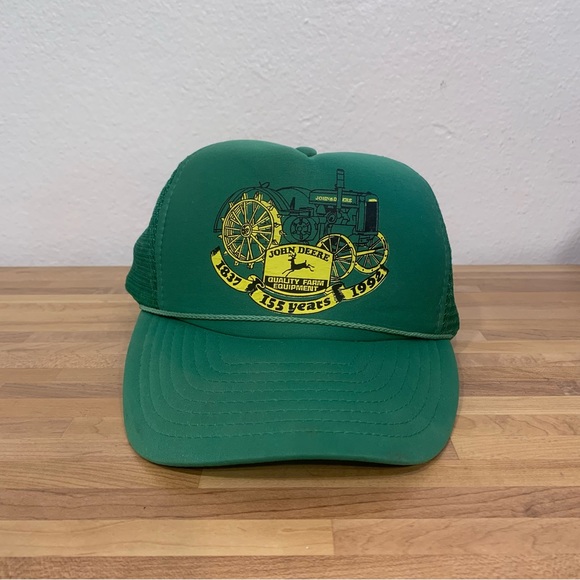Vintage John Deere Logo Mesh Back Trucker Hat Adjustable Snap Back NISSIN Cap - Picture 1 of 7